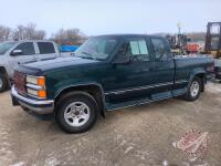 1996 Chevrolet 1500 4+cab extended cab 4x4 truck, 314,184 kms showing, VIN#2GCEK19M1T1222910, Owner: William C McNish, Seller: Fraser Auction_________________ ***keys, TOD- office trailer*** K100