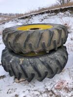 18.4-38 used tires with rims- duals off 4440 tractor, K111