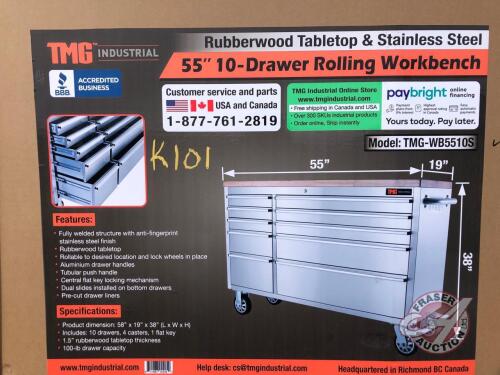 TMG-WB5510S 55in 10-Drawer Rolling Workbench, K101