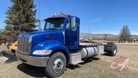 2009 Peterbilt 335 s/a Highway Tractor, 391621mi showing, F41, VIN#2NPLHN7X99M774214 SAFETIED Owner: 6688510 Manitoba Ltd. Seller: Fraser Auction ___________________ ***TOD, Keys, Safety in office trailer***Spare belt & tensioner pulley- Office Shed***