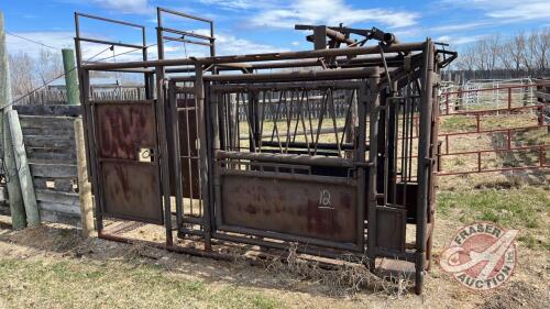 Birch Creek squeeze chute with auto catch head gate and palp cage