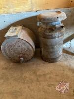 cream can and butter churn (paddles and handle inside)