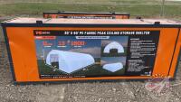 TMG-ST3060E 30'x60' PE Fabric Peak Ceiling Storage Shelter w/HD 11oz PE Cover, F55