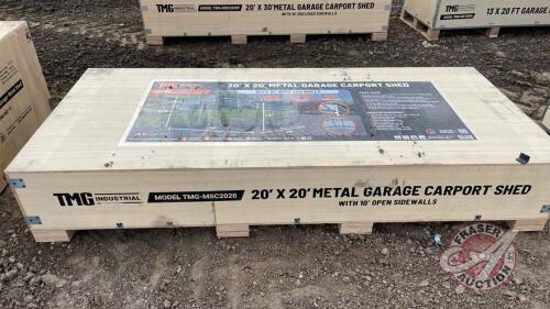 TMG-MSC2020 20'x20' Metal Garage Carport Shed w 10' open sidewalls, F55
