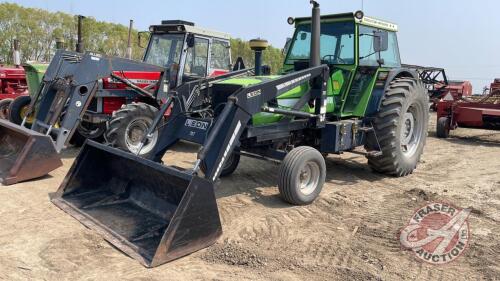 Deutz Fahr DX160 Tractor, F166 with 8ft Leon 707 bucket, 9900 hrs showing s/n NA ***keys - office trailer***